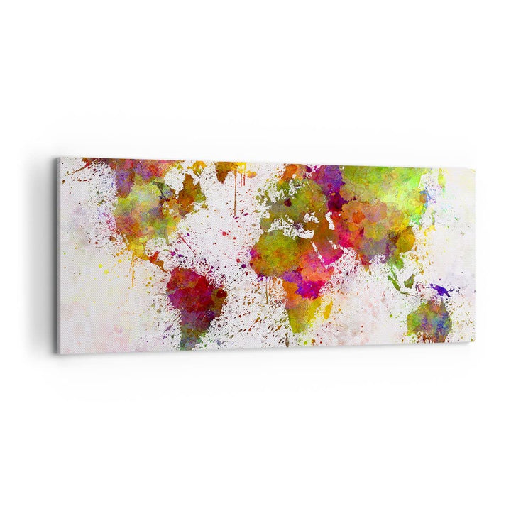 Wandbilder Dekoration Wohnzimmer Karte Welt modern Panorama Bilder auf Leinwand 120x50cm Leinwandbil