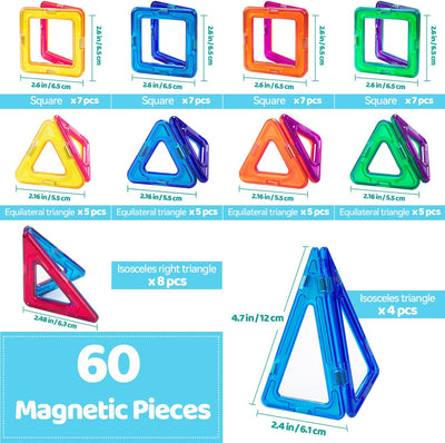 Theefun Magnetische Bausteine, 60 Teile Magnetbausteine Magnetspielzeug Magnet Spielzeug Magnetspiel