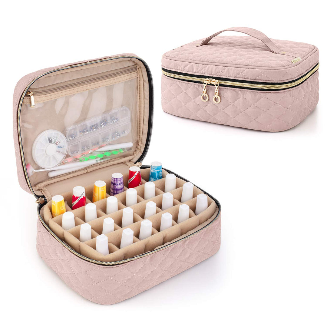 Yarwo Nagellack Tasche Organizer, Nagellack Aufbewahrungsbox für 24 Flaschen Nagellack (bis zu 15ml)