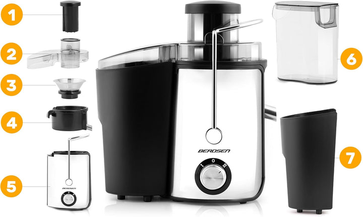 Berdsen - Entsafter - für Obst und Gemüse - 500 ml Saftbehälter BPA-frei - Saftmaschine - 600 W - Ed