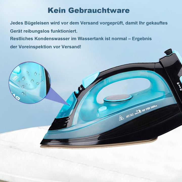 Bügeleisen, Dampfbügeleisen Kabelloses, Keramiksohle, abschaltautomatisch, 2400W Blau, Blau