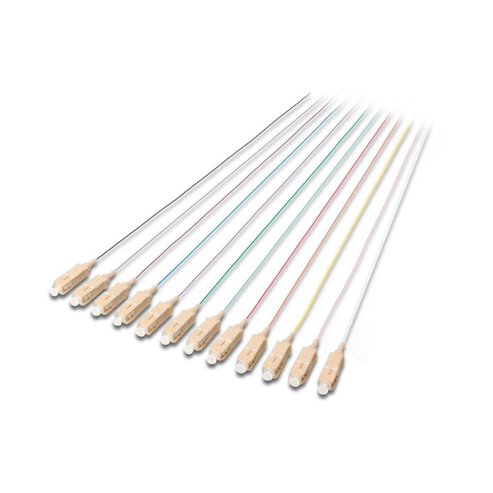 DIGITUS LWL Pigtails - 12 Stück - SC - Simplex - OM3 - Farbcode DIN IEC 304 - Fibre-Optic - Netzwerk