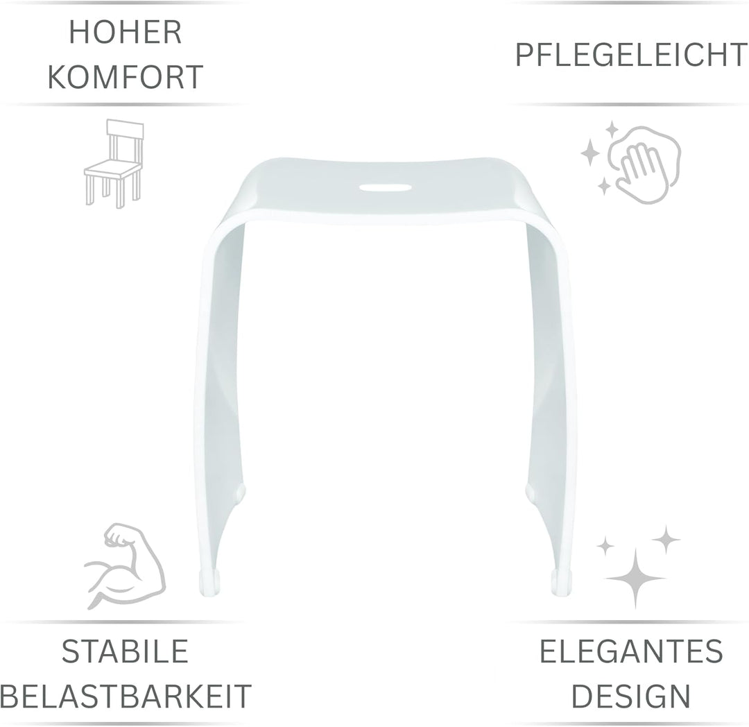 Libaro Badhocker Meran aus Acryl, für die Dusche geeignet, mit Griff, Zeitloses Design, rutschsicher