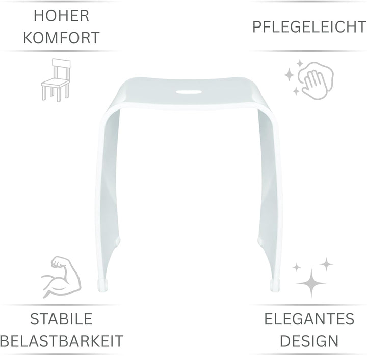 Libaro Badhocker Meran aus Acryl, für die Dusche geeignet, mit Griff, Zeitloses Design, rutschsicher