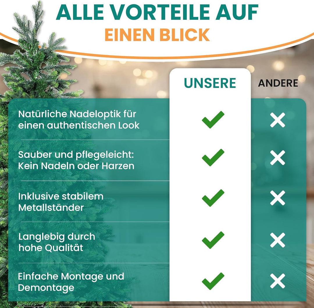 Künstlicher Weihnachten Baum – Weihnachtsbaum Kunststoff – Tannenbaum 180 – Künstlicher Baum – Natur