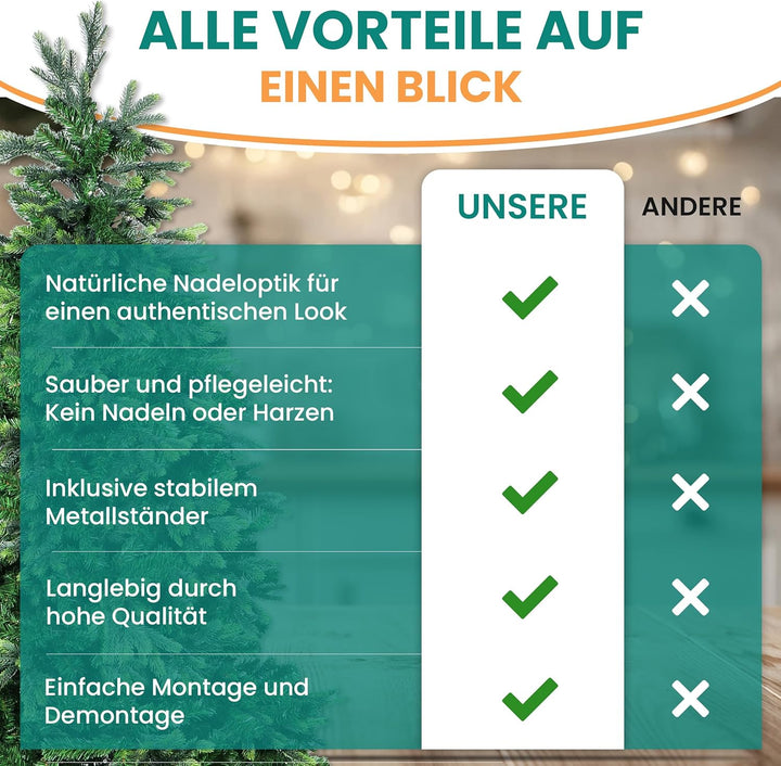 Künstlicher Weihnachten Baum – Weihnachtsbaum Kunststoff – Tannenbaum 180 – Künstlicher Baum – Natur