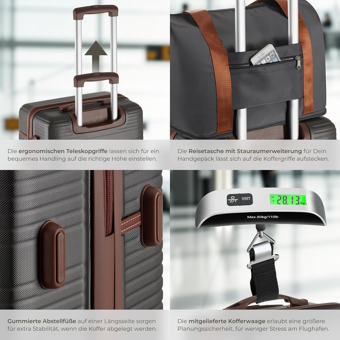 tectake® 13-TLG. Koffer Set mit Reisetasche, Koffer & Trolleys, Reisekoffer mit Rollen, Kofferset mi