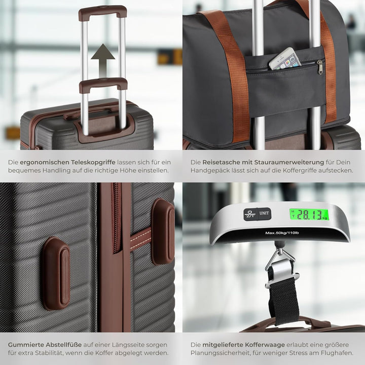tectake® 13-TLG. Koffer Set mit Reisetasche, Koffer & Trolleys, Reisekoffer mit Rollen, Kofferset mi