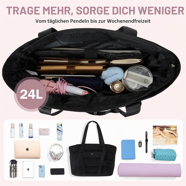 Axcone Tragetasche für Damen mit Reissverschluss,Gesteppte Tragetasche,Sporttasche mit Yogamatten-Gu