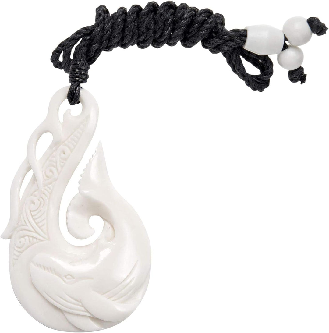 81stgeneration Damen Herren Geschnitzte Knochen Wellen Maori HEI Matau Angelhaken Anhänger Halskette