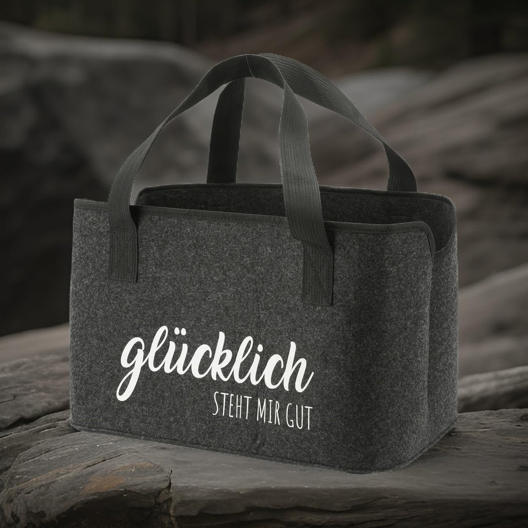 MC-Trend faltbare XL Filztasche mit lustigen Sprüchen aus 3 mm starkem Filz praktische Tasche zum Ei