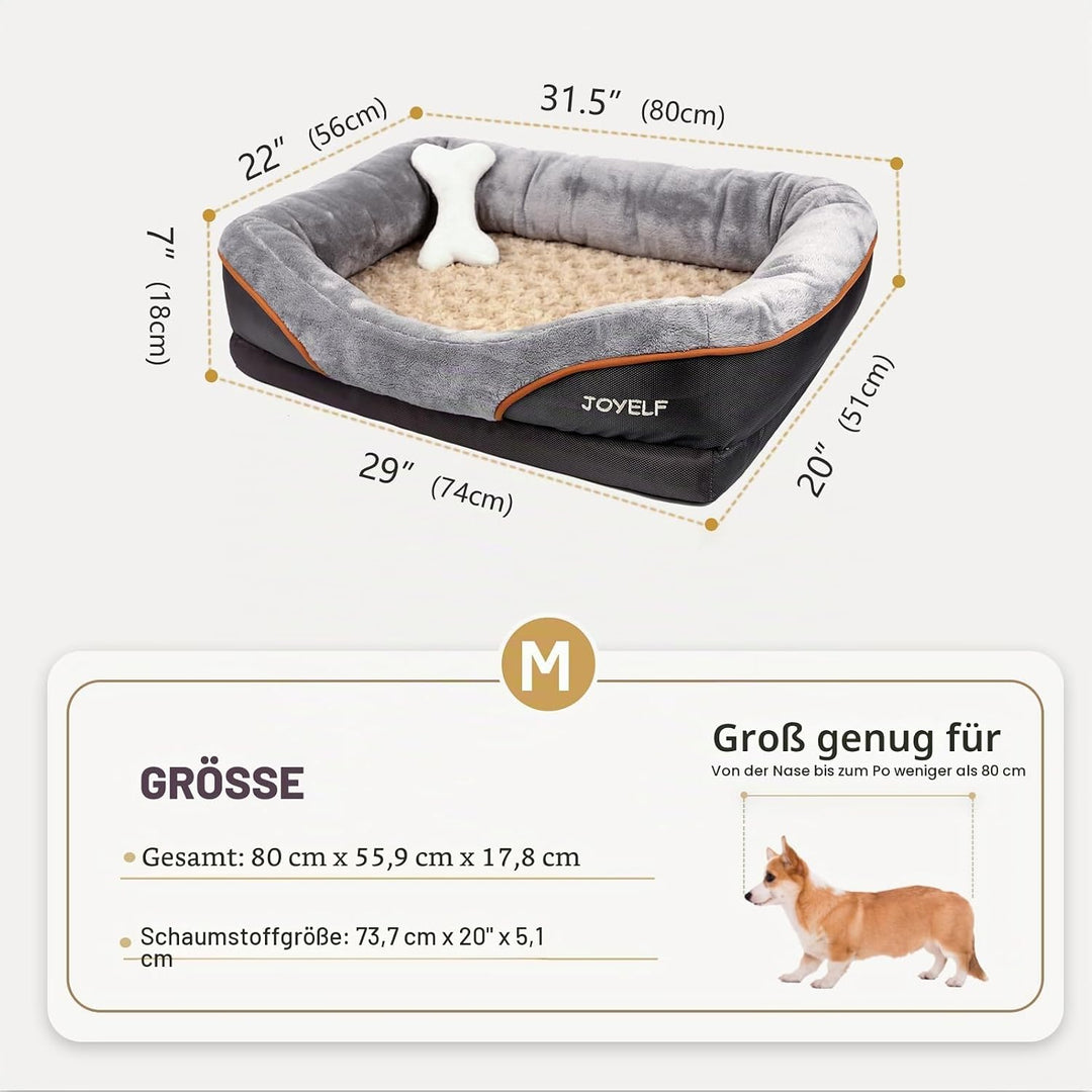 JOYELF Mittel Hundebett Memory Foam Orthopädisches Memory Foam Hundebett & Hundesofa mit abnehmbarem