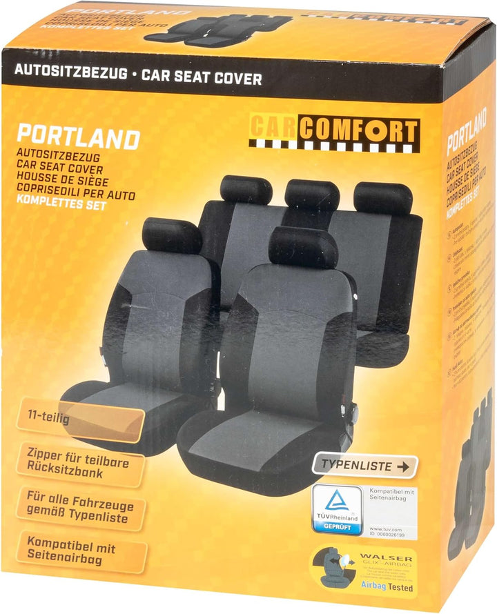 Walser Auto-Sitzbezug Komplettset Portland, Auto-Schonbezüge für Normalsitze, 2 Vordersitzbezüge, 1