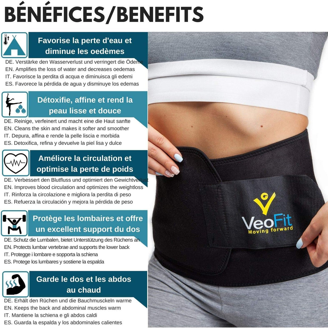 VeoFit Schwitzgürtel für den Bauch: Premium-Bauchweg-Gürtel, für Mann &amp; Frau/Zwei Grösse/Macht Sie s