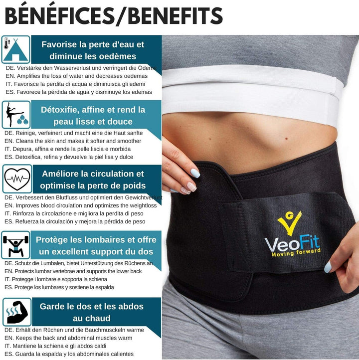 VeoFit Schwitzgürtel für den Bauch: Premium-Bauchweg-Gürtel, für Mann &amp; Frau/Zwei Grösse/Macht Sie s
