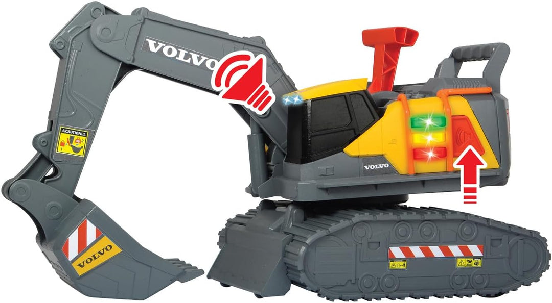 Dickie Toys 203725006 Volvo Spielzeug Bagger mit Gewichtserkennung, Spielzeugbagger erkennt 3 versch
