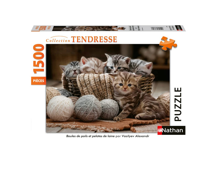 Nathan 87790 Puzzle mit Haarkugeln & Wollknäuel 1500 Teile