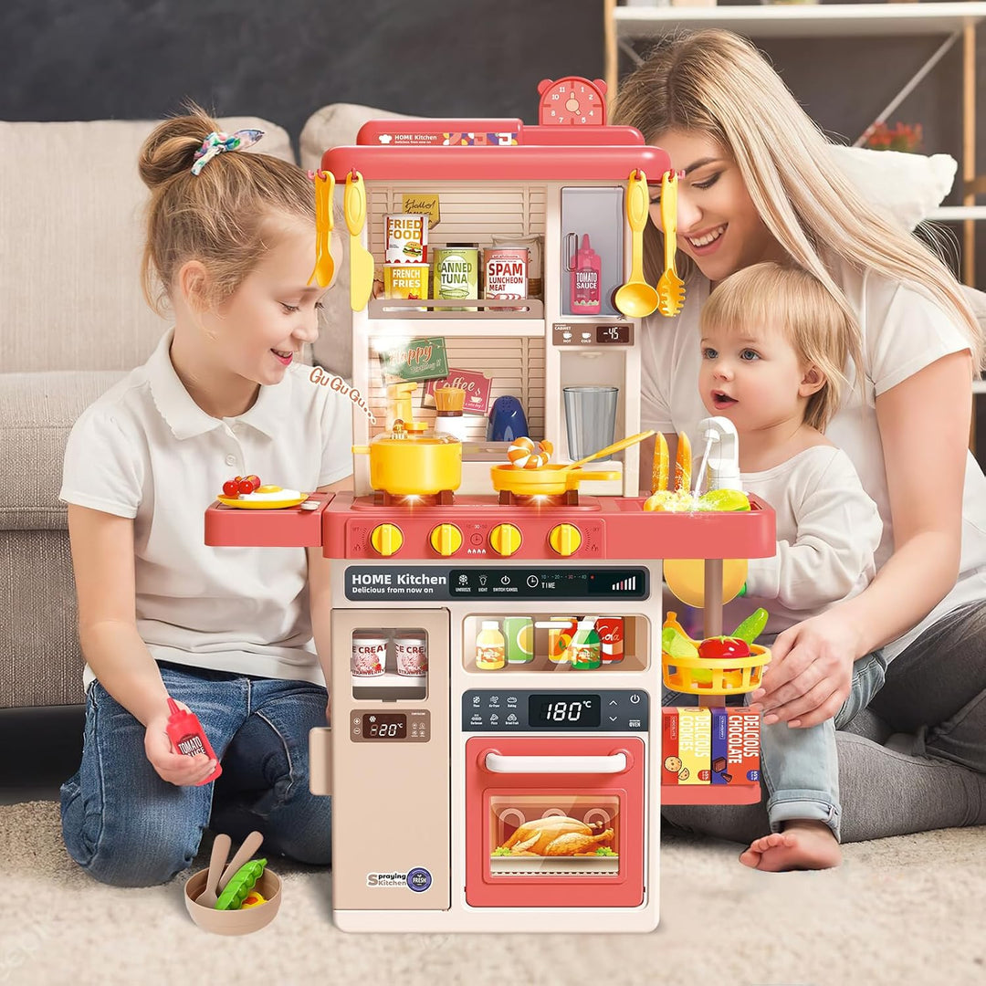 deAO Kinderküche “My Little Chef“ mit Sounds und Licht, Dampf, 50PCS kinderküche zubehör enthalt Ges