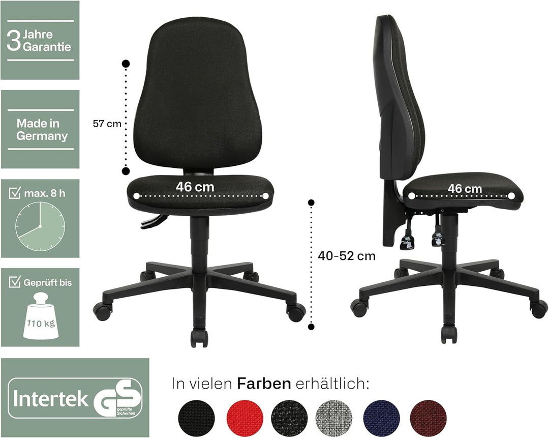 Topstar Point 60, Bürostuhl, Schreibtischstuhl, Stoff, anthrazit, Anthrazit