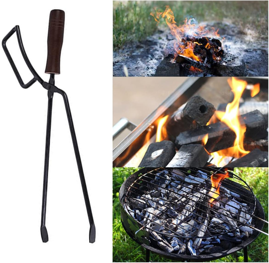 Kaminzange, 40cm Schwerlast Kaminholzzange Feuerholzzange kaminzubehör Kaminbesteck Anti-Verbrühung