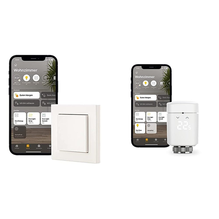 Eve Light Switch – Smarter Lichtschalter, Einfach-, Wechsel- & Kreuzschaltung & Thermo - Smartes Hei