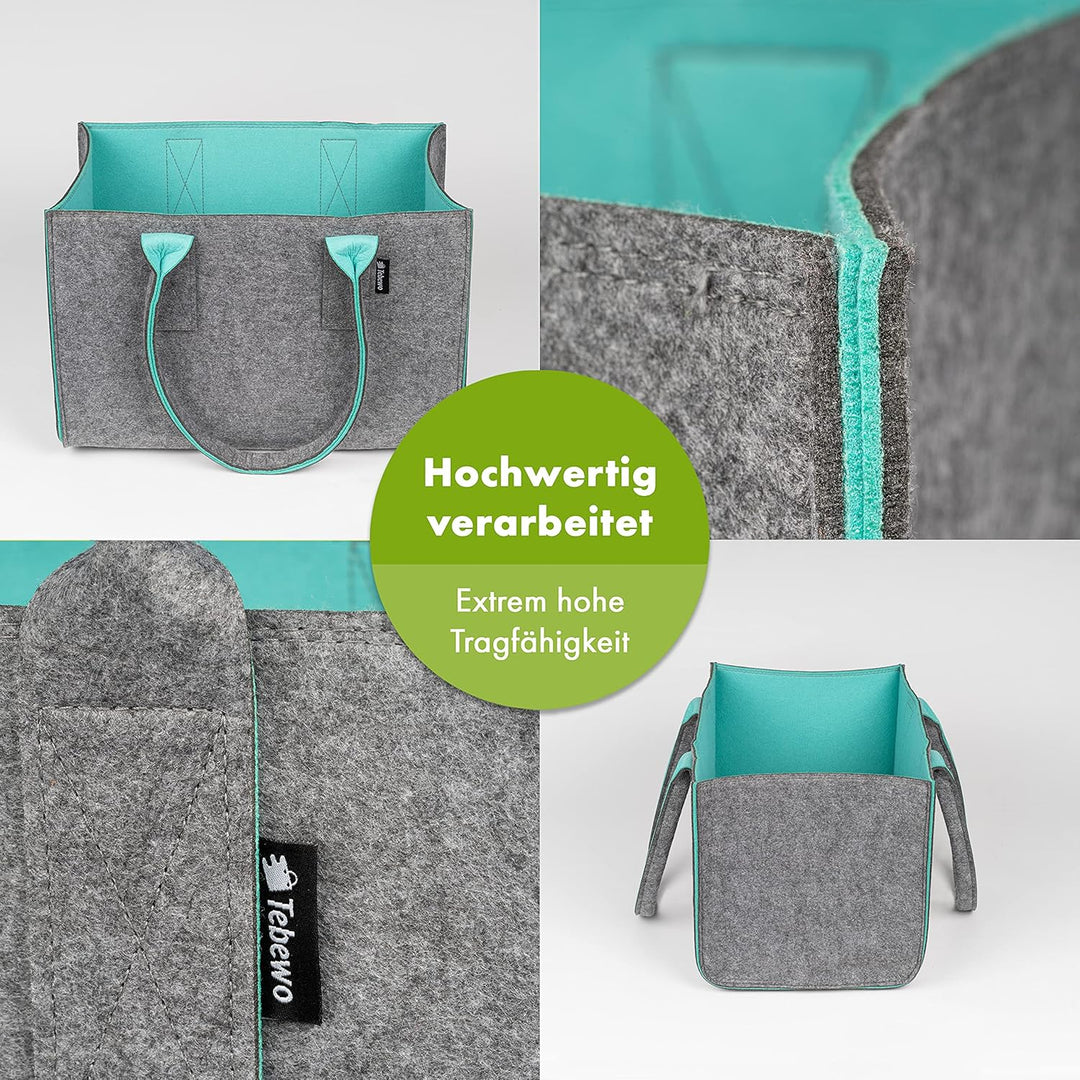 Shopper Filztasche Premium, grosse Einkaufs-Tasche mit Henkel, Einkaufskorb, faltbare Kaminholztasch