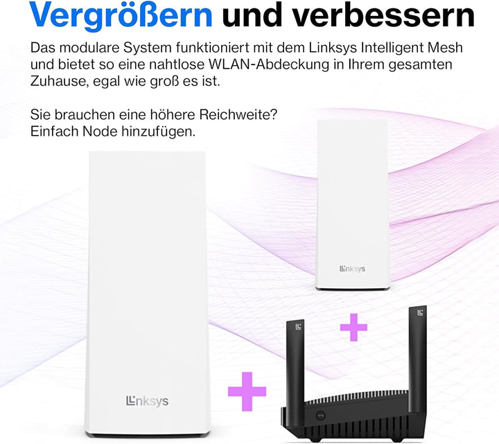 Linksys Velop MX8400 Tri-Band Mesh-WiFi 6-System (AX4200) WLAN-Router, Repeater, Extender mit bis zu