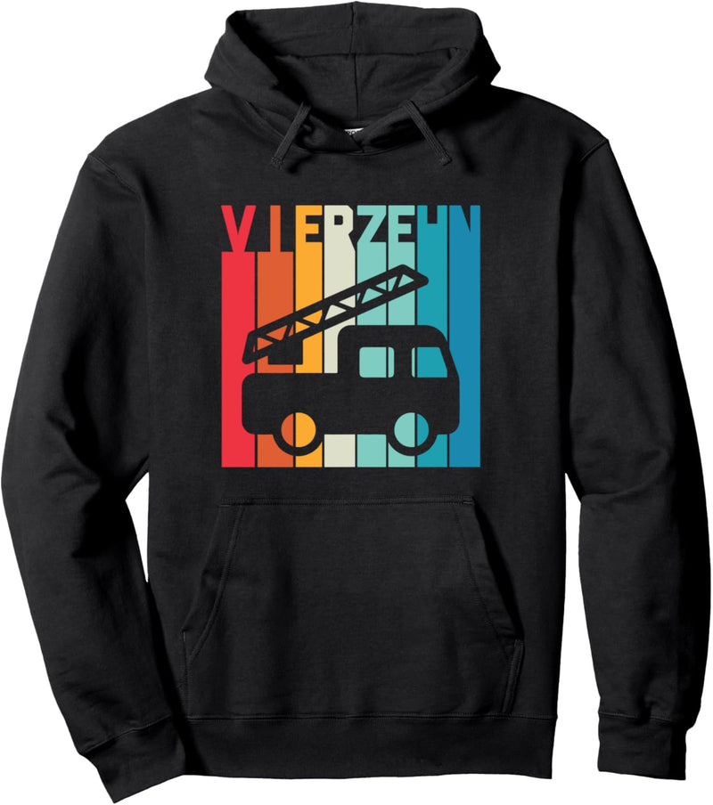 14. Geburtstag Retro Feuerwehr Junge 14 Jahre Feuerwehrauto Pullover Hoodie