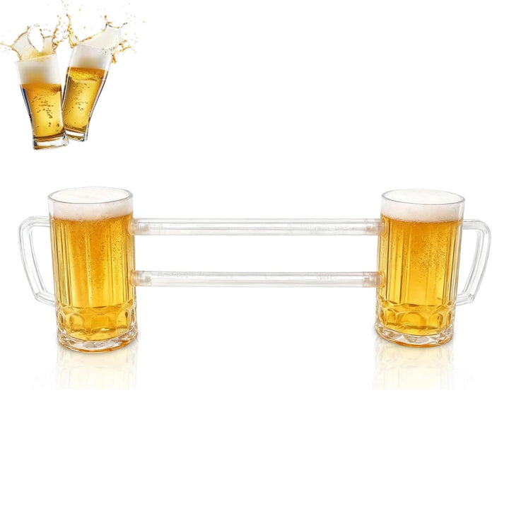 430ml Doppel Verbundenes Bierglas, Acryl-Bierbecher Anti-Drop Bierkrug mit Griff für Bar KTV