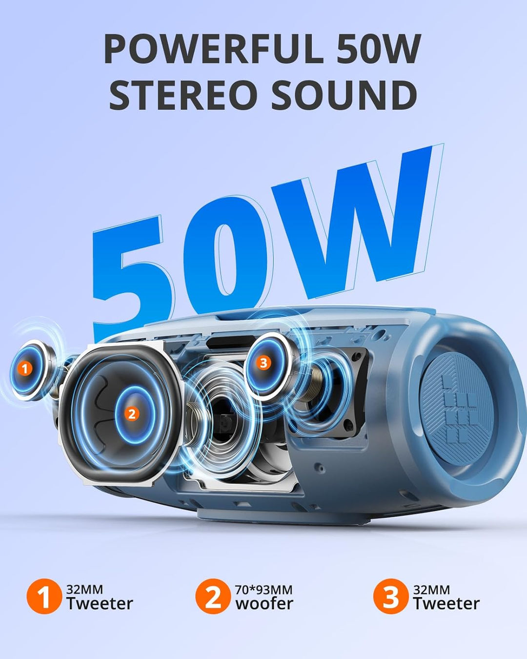 Tronsmart Mirtune S100 Bluetooth Lautsprecher, IPX7 wasserdicht, 5.3 Bluetooth, 20 Stunden Lange Akk