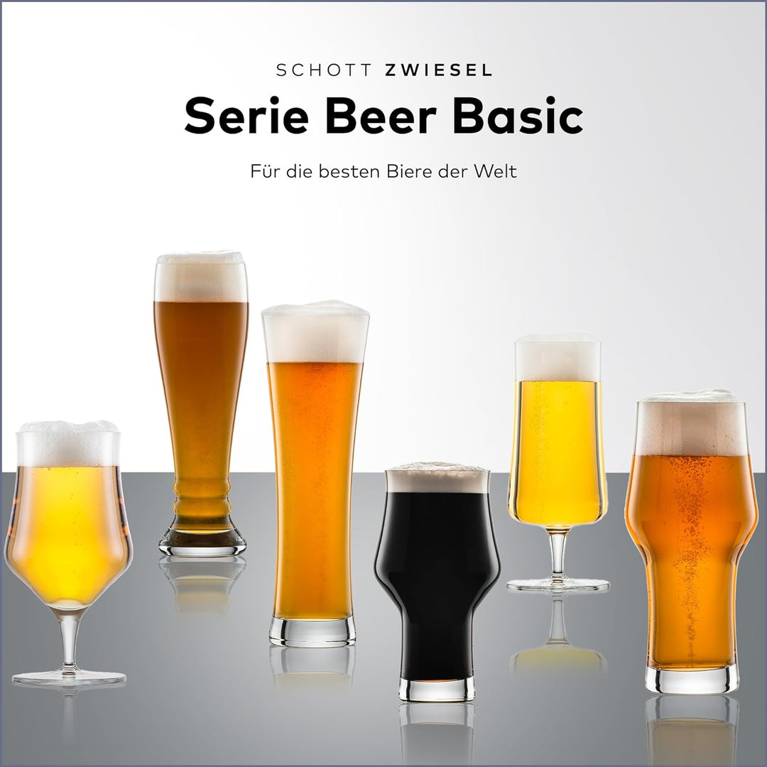 SCHOTT ZWIESEL Pilsglas Beer Basic 0,3 l (4er-Set), klassische Biertulpe mit Moussierpunkt, spülmasc