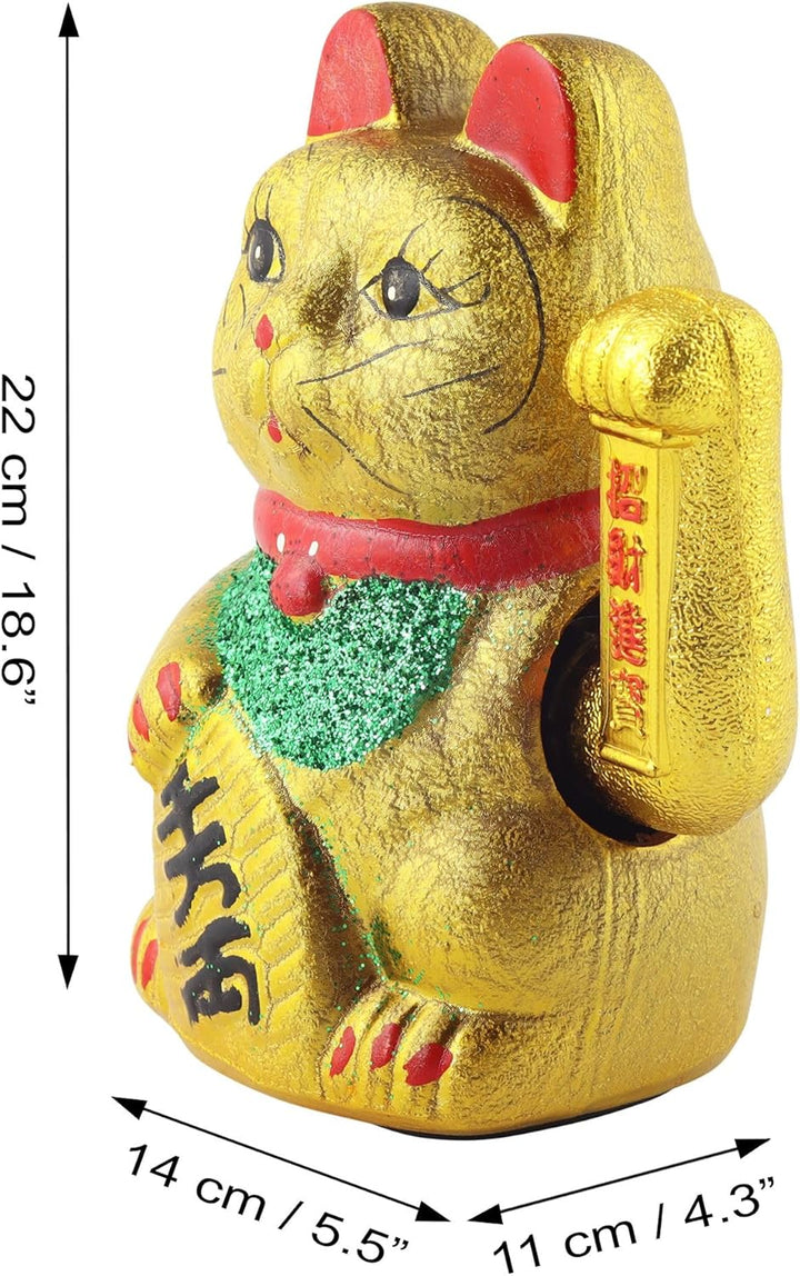 Superfreak Glückskatze - Maneki-Neko - Winkekatze aus Keramik - 17 cm - Gold, 17 cm