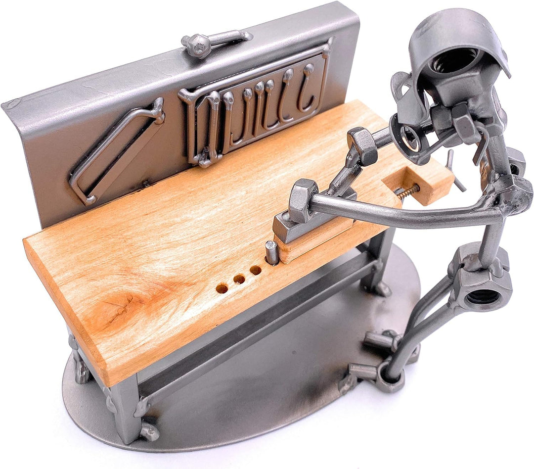STEEMO Schraubenmännchen Tischler Handwerker Geschenk Metall-Deko 18x14x18 cm