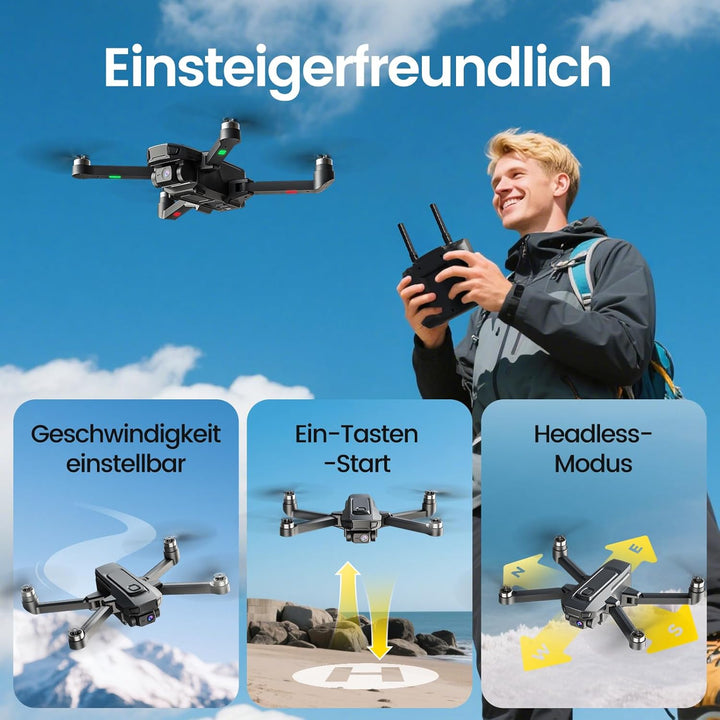 DEERC D35 GPS Drohne mit 4K Kamera für Anfänger, Faltbare RC Drohnen für Erwachsene mit Follow-Me, A