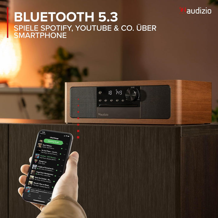 Audizio Lunata - DAB Radio mit CD Player, 100W Stereoanlage mit CD & Bluetooth 5.3 - Musikanlage mit