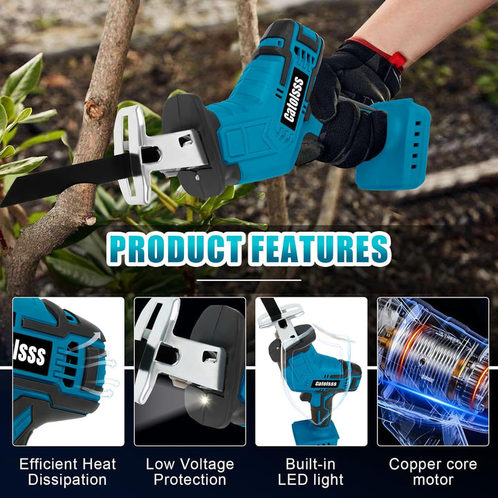 Akku Säbelsäge kompatibel mit Makita 18V,0-3500 Hübe/Min, Stufenlos Variabel mit 4 Sägeblätter für M