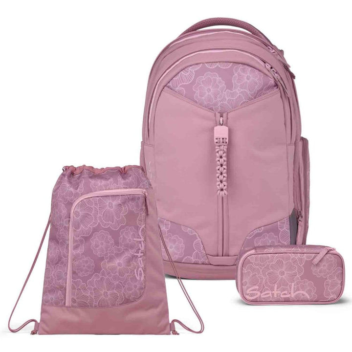Satch Match Schulrucksack Set 3tlg. inkl. Schlamperbox und Sportbeutel (Magnolia Dream), Magnolia Dr