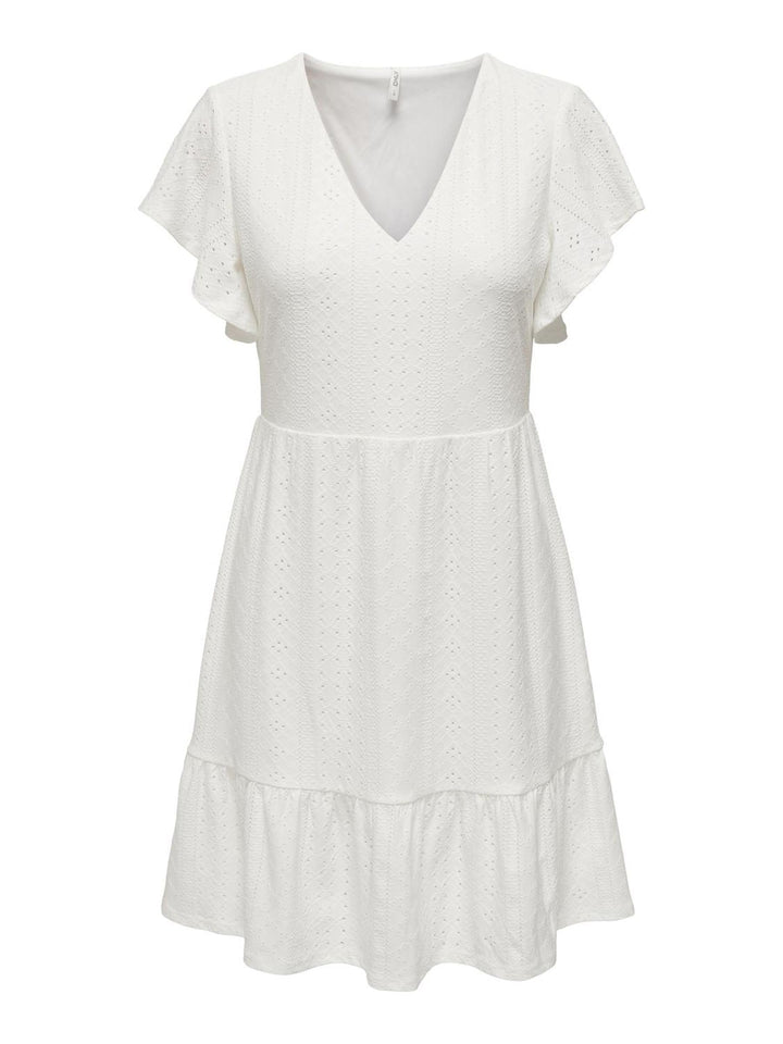 PIECES Damen Onlsandra S/S V-neck Dress Jrs XS Cloud Dancer, XS Cloud Dancer