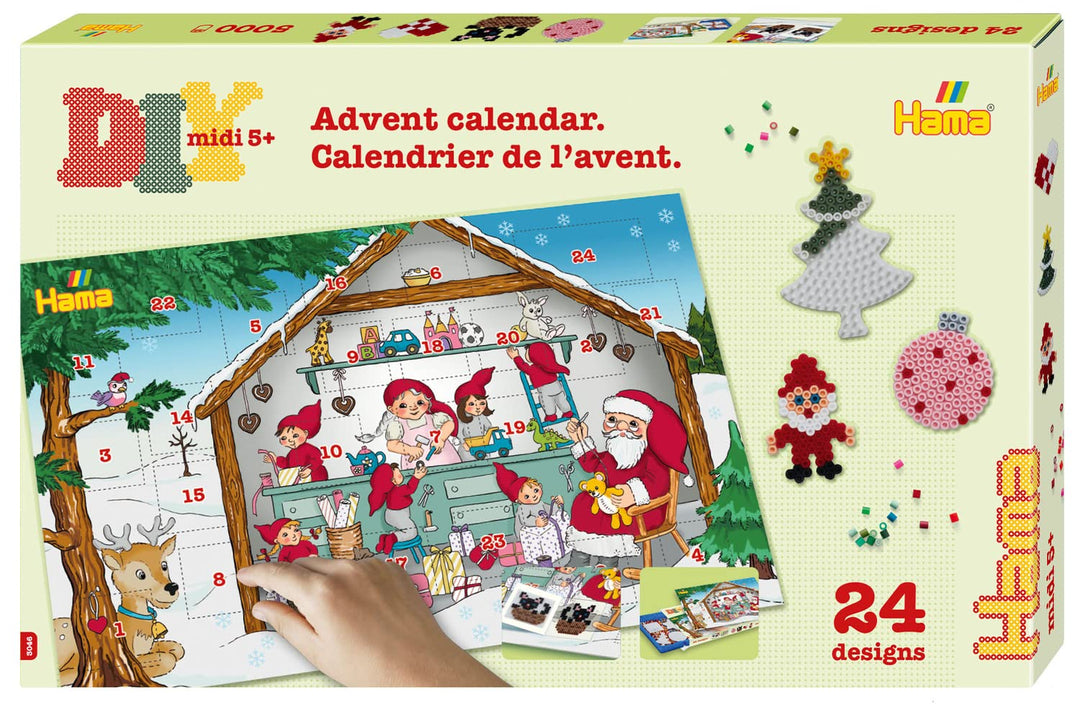 Hama Perlen 3046 Bügelperlen Adventskalender, Geschenkpackung mit ca. 5.000 Midi-Perlen, 5 kleinen S