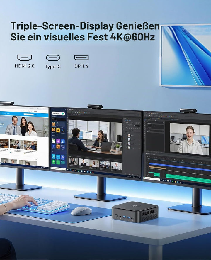 NiPoGi E3B Mini PC W-11 PRO AMD Ryzen Embedded V2748 (8C/16T,MAX 4,3 GHz,Besser als 5825U/7730U) 16G
