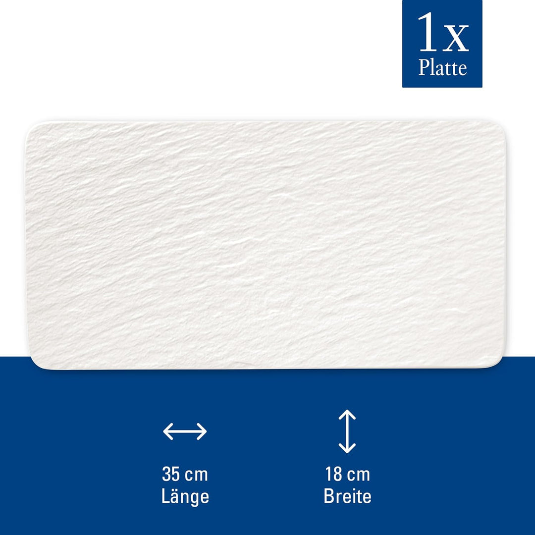 Villeroy und Boch - Manufacture Rock blanc Servierplatte rechteckig, weisse Präsentationsplatte für