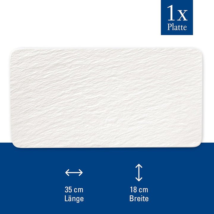 Villeroy und Boch - Manufacture Rock blanc Servierplatte rechteckig, weisse Präsentationsplatte für