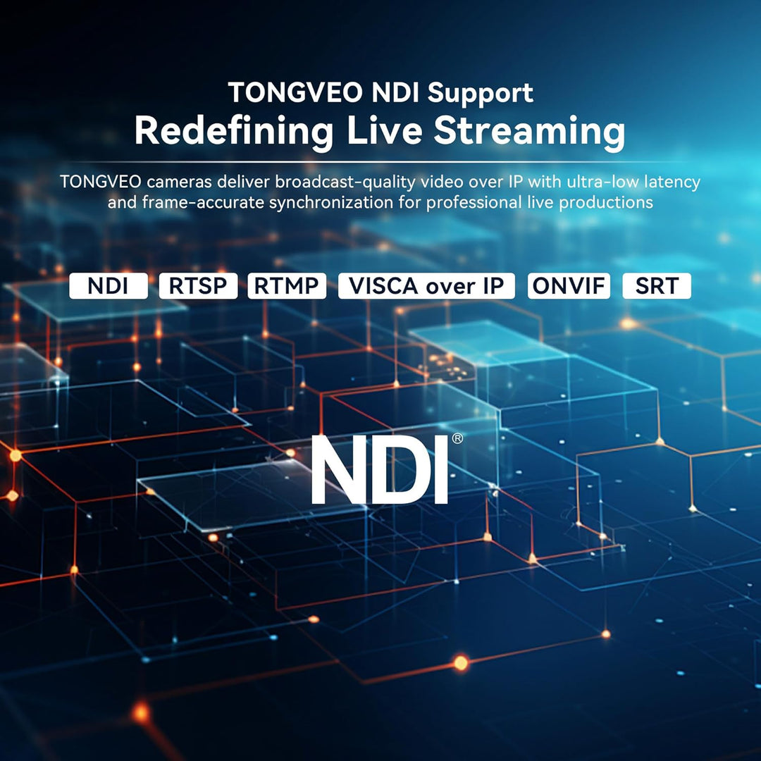 TONGVEO 4K NDI PTZ Kamera mit KI-Auto-Tracking 20-Fach optischem Zoom HDMI IP Live-Streaming SDI USB
