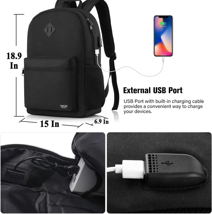 YAMTION 17,3 Zoll Rucksack Schule,Rucksack Herren und Damen,Schulrucksack Jungen Teenager Schulranze