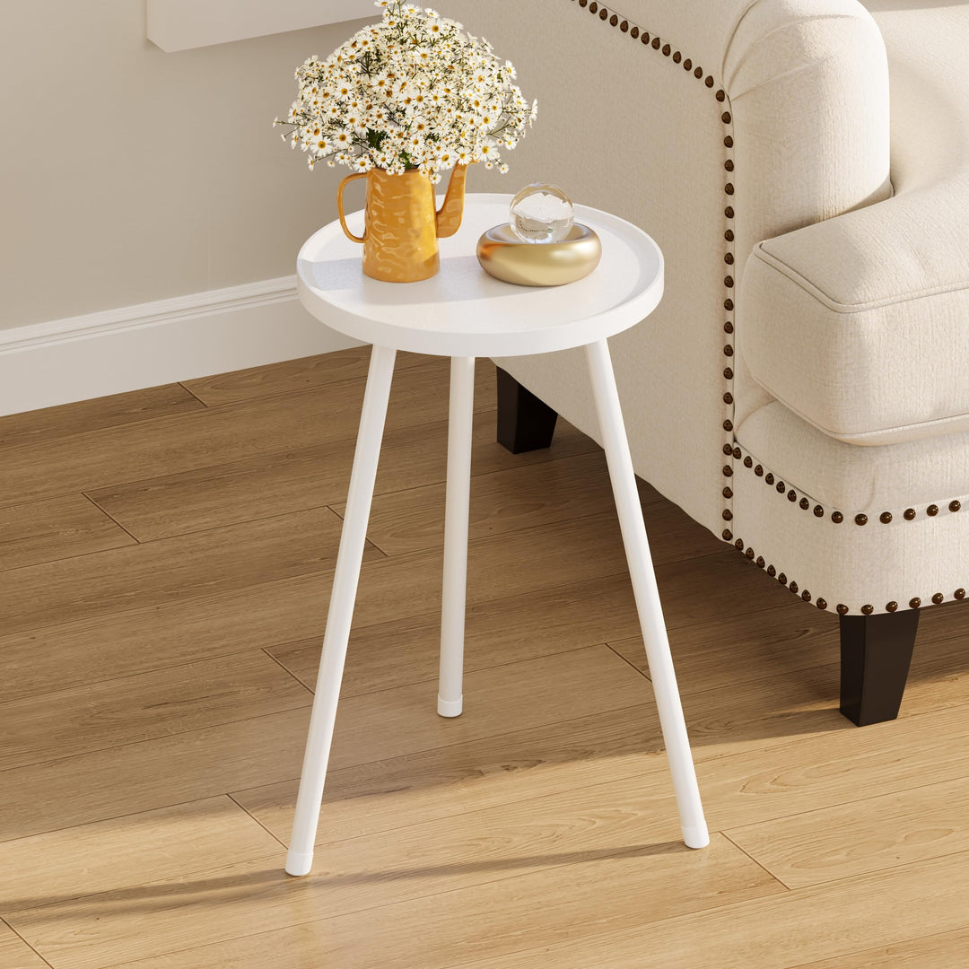 Kleiner Tisch Runder Beistelltisch LET520W | Praktischer Nachttisch|Vielseitiger Blumenständer|Ideal