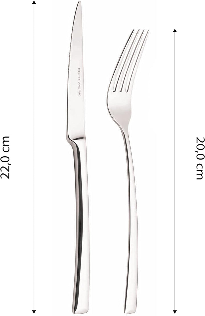 ECHTWERK Tafelbesteck Avelino, Silber Edition, 30-teilig, Essbesteck für bis zu 6 Personen, Edelstah