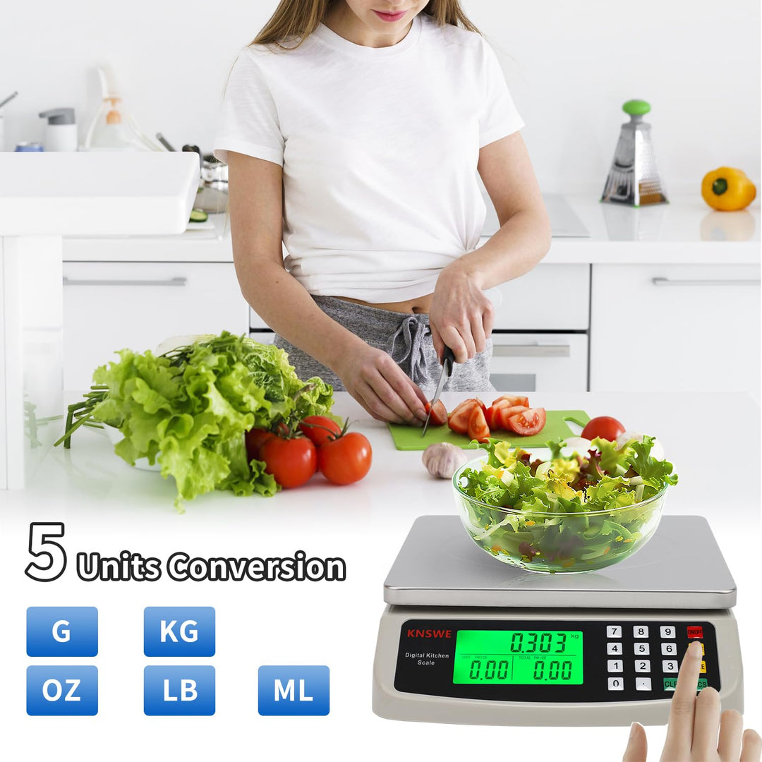 Waage Küchenwaage Gross Edelstahl Digitalwaage 10kg zum Gastronomie Messen von Fleisch Wurst so Weit