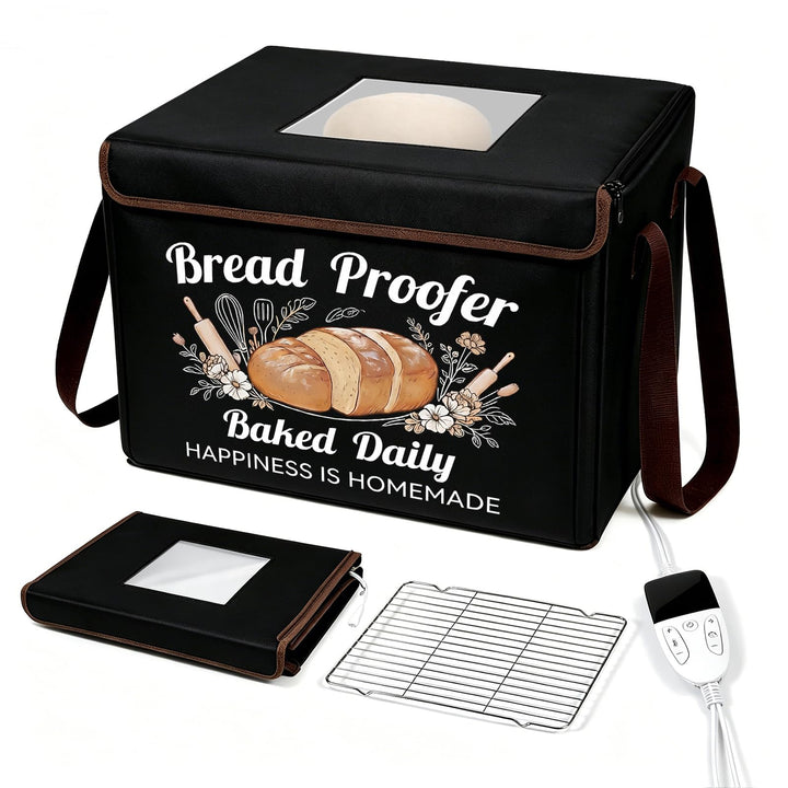 Faltbare Brot Gärbox mit Temperaturregelung 10–45 °C & 48H-Timer, Teigbox mit Deckel Metallgitter fü