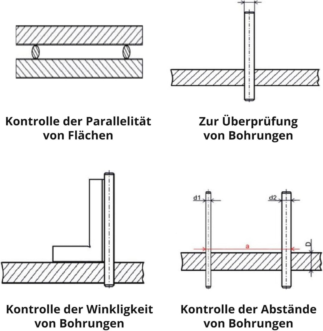 Prüfstifte-Satz 4,01-5 mm, Präzisions-Messstifte 100 Stk. Grösse ±2 µm, ±2 µm