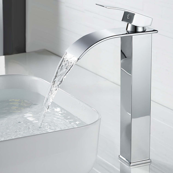 Coleniny Wasserhahn Bad Wasserfall Waschtischarmatur Hoch | Modern Mischbatterie Waschbecken mit Aus